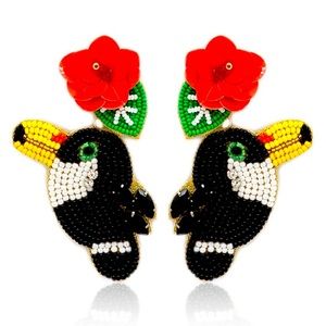 Bird Post Beaded Drop Earring